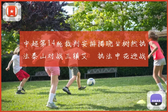 中超第14轮裁判安排揭晓甘树然执法泰山对战三镇艾堃执法申花迎战新鹏城